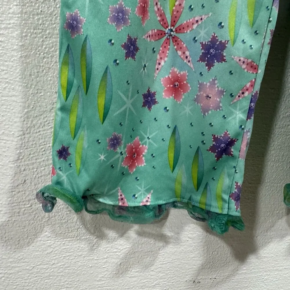 Shimmer & Shine Girls PJ Pants Size 10-12 Green Pink Purple Floral Sleepwear
